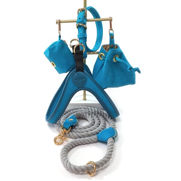 Luxury Leather Poop Bag Holder - Blue - Image 8