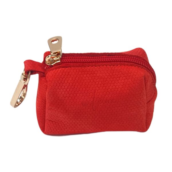 Luxury Leather Poop Bag Holder - Red