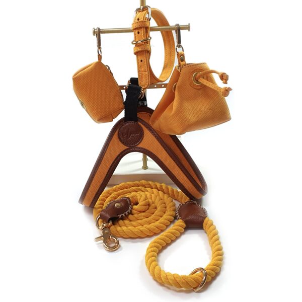 Luxury Leather Poop Bag Holder - Yellow - Image 7