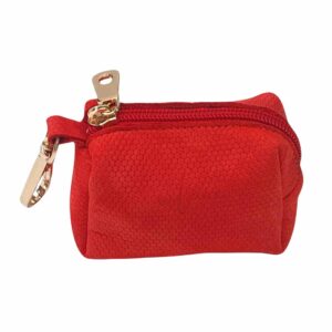 Dog poop bag, luxury leather, red