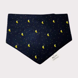 Celestial black dog bandana with stars and moons, The Lunar One
