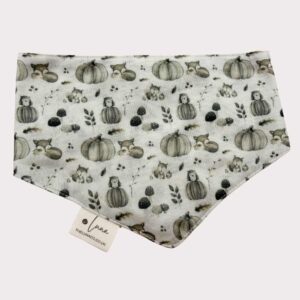 Autumn dog bandana, Woodland creatures monochrome