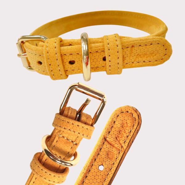 Luxury Leather Dog Collar - Yellow