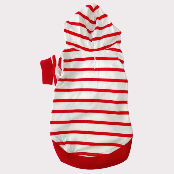Red and white stripe dog hoodie