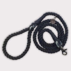 Cotton Rope dog lead, black marble