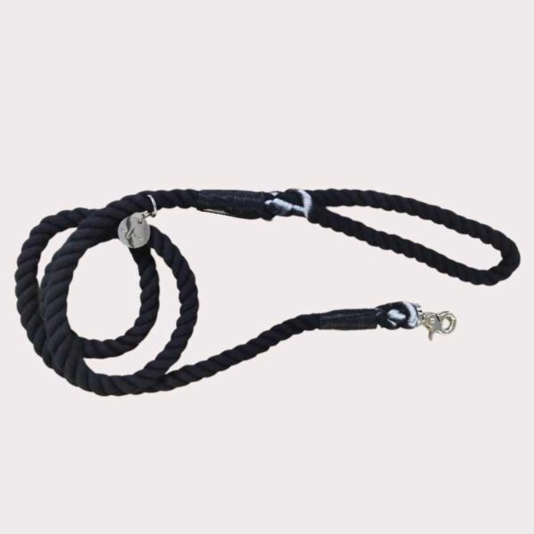 Cotton Rope dog lead, black marble
