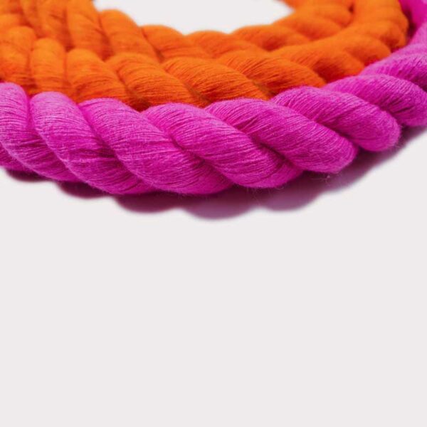 Cotton Rope dog lead, pink & orange ombre