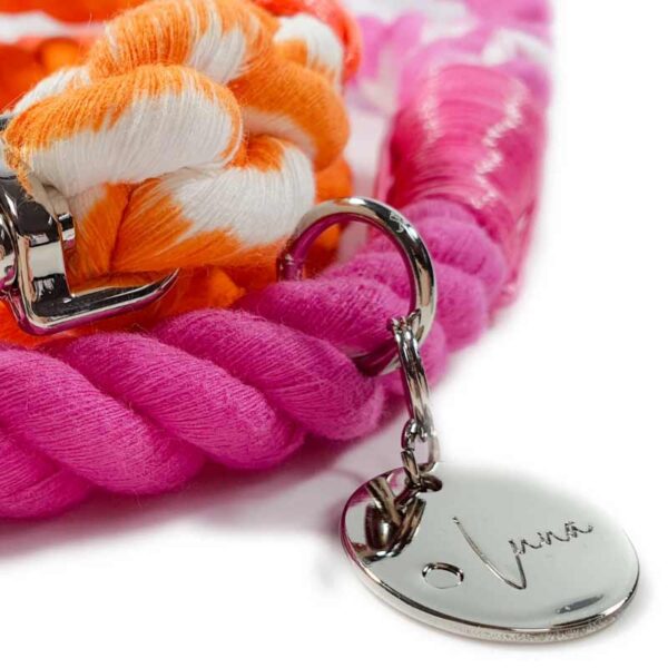 Cotton Rope dog lead, pink & orange ombre