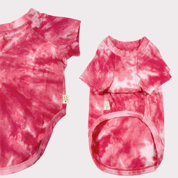 Pink tie dye dog tshirt