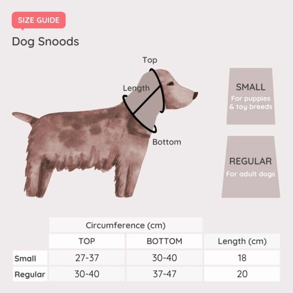 Size guide for dog snoods