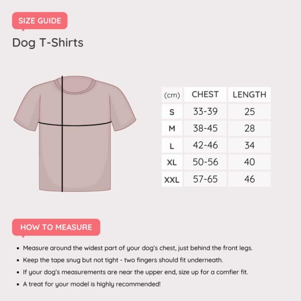 Size guide for dog tshirts