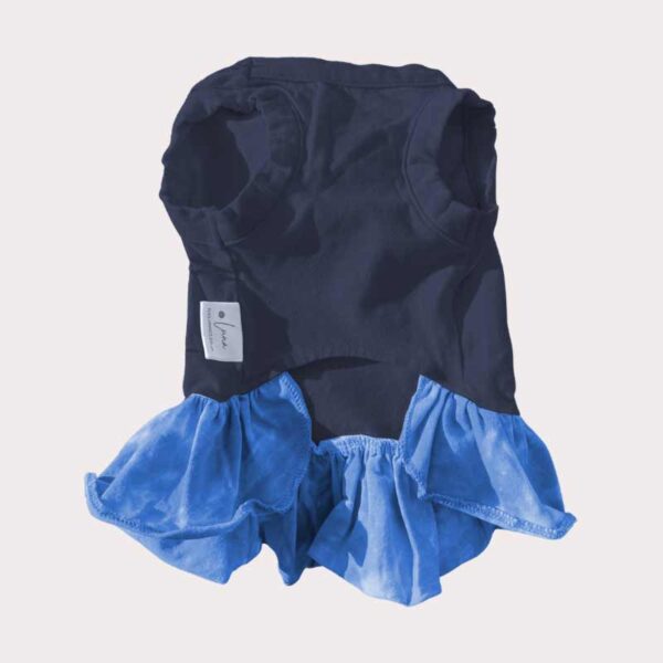 Blue tie dye dog dress