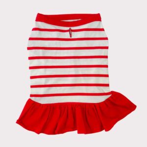 Red and white stripe dog dress