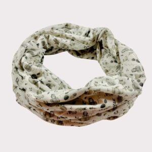 Snood Scarf for humans, snood scarves, woodland creatures monochrome