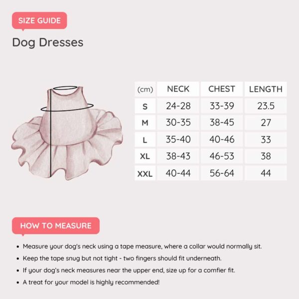 Size guide for dog dresses