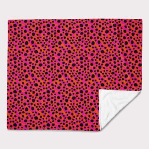 Blanket for dogs and humans, The Wild One animal pattern in orange and pink with black polka dots
