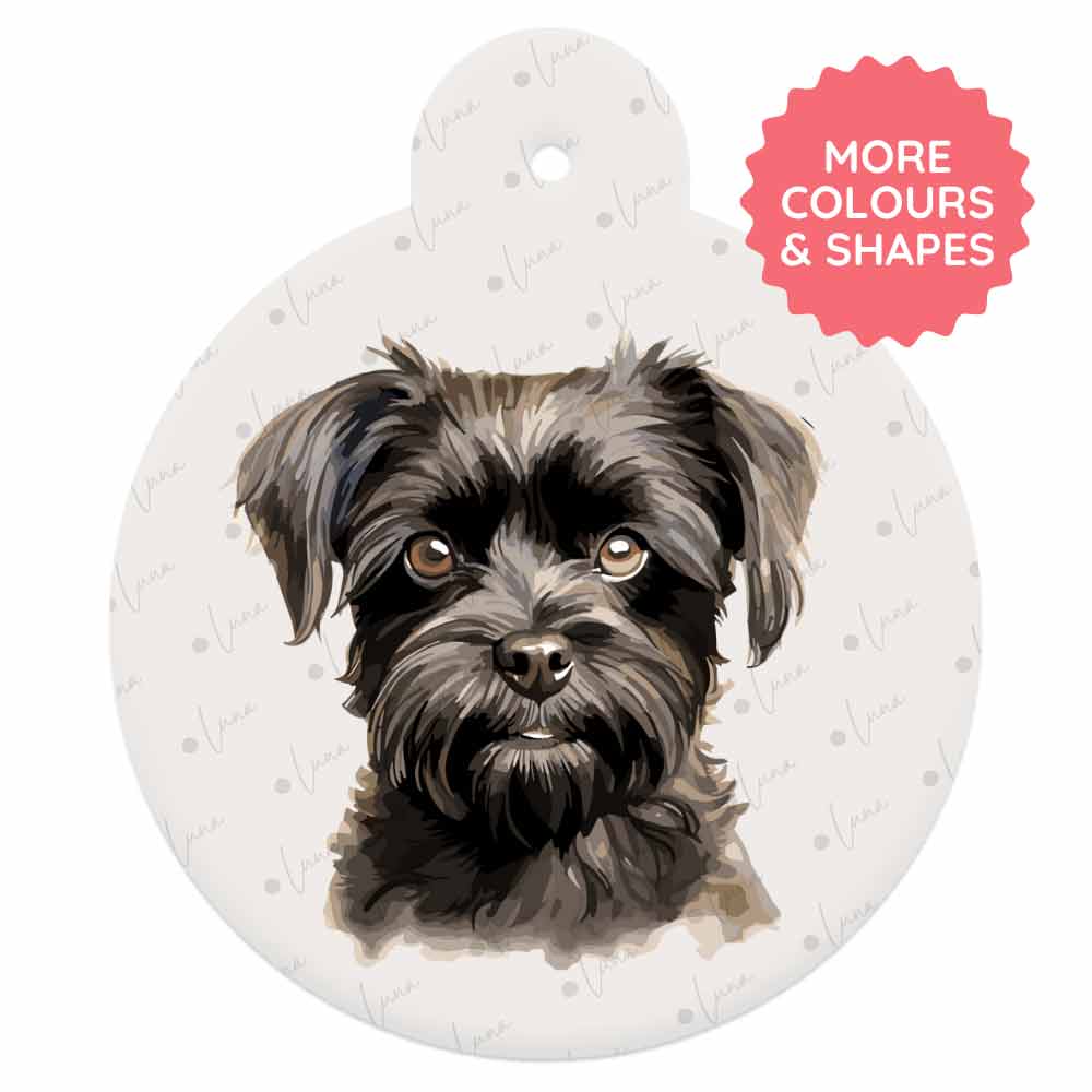 Personalised Dog ID Tag - Affenpinscher - Watercolour Style