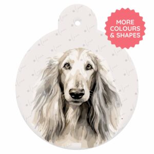 Personalised Dog ID Tag - Afghan Hound - Watercolour Style