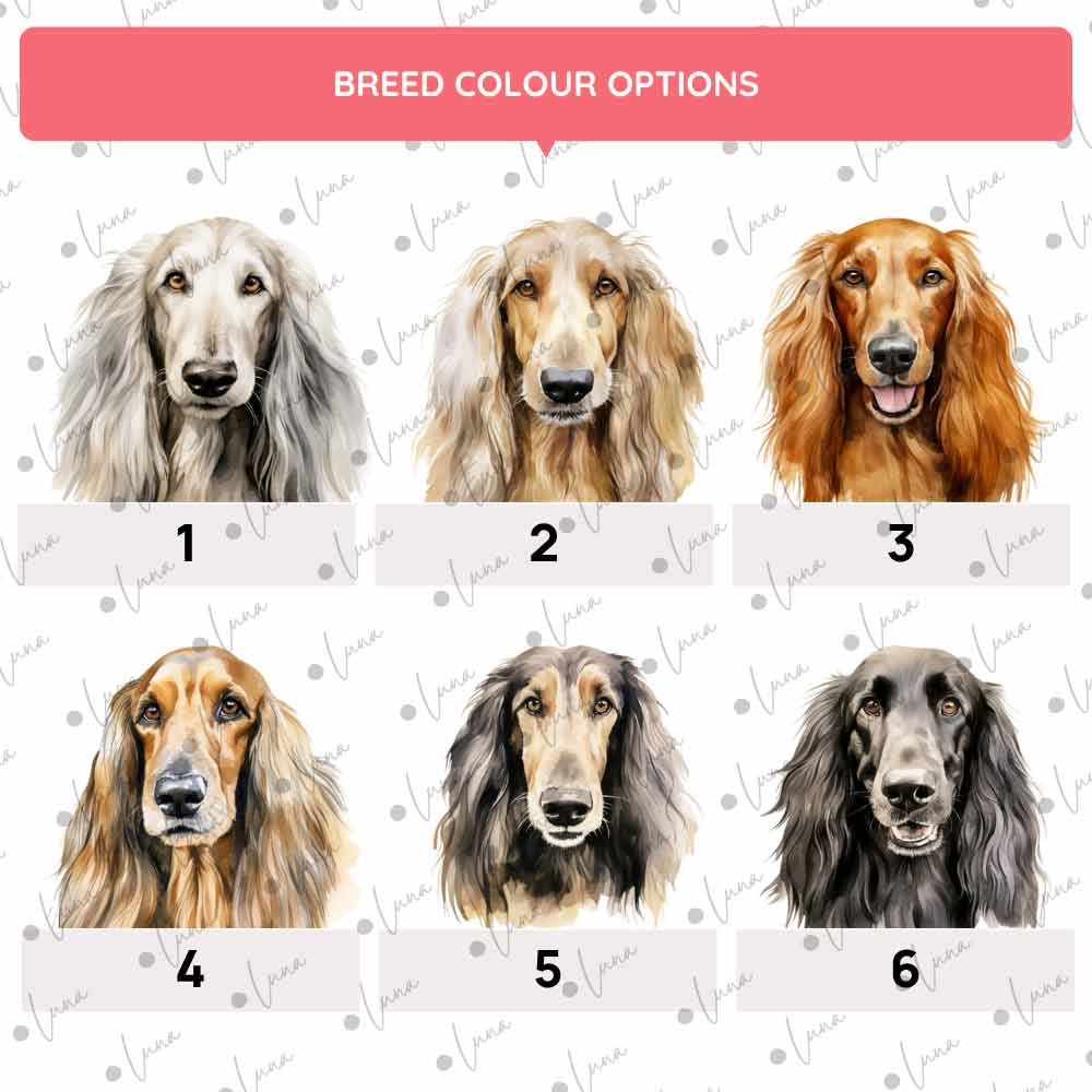Personalised Dog ID Tag - Afghan Hound - Watercolour Style