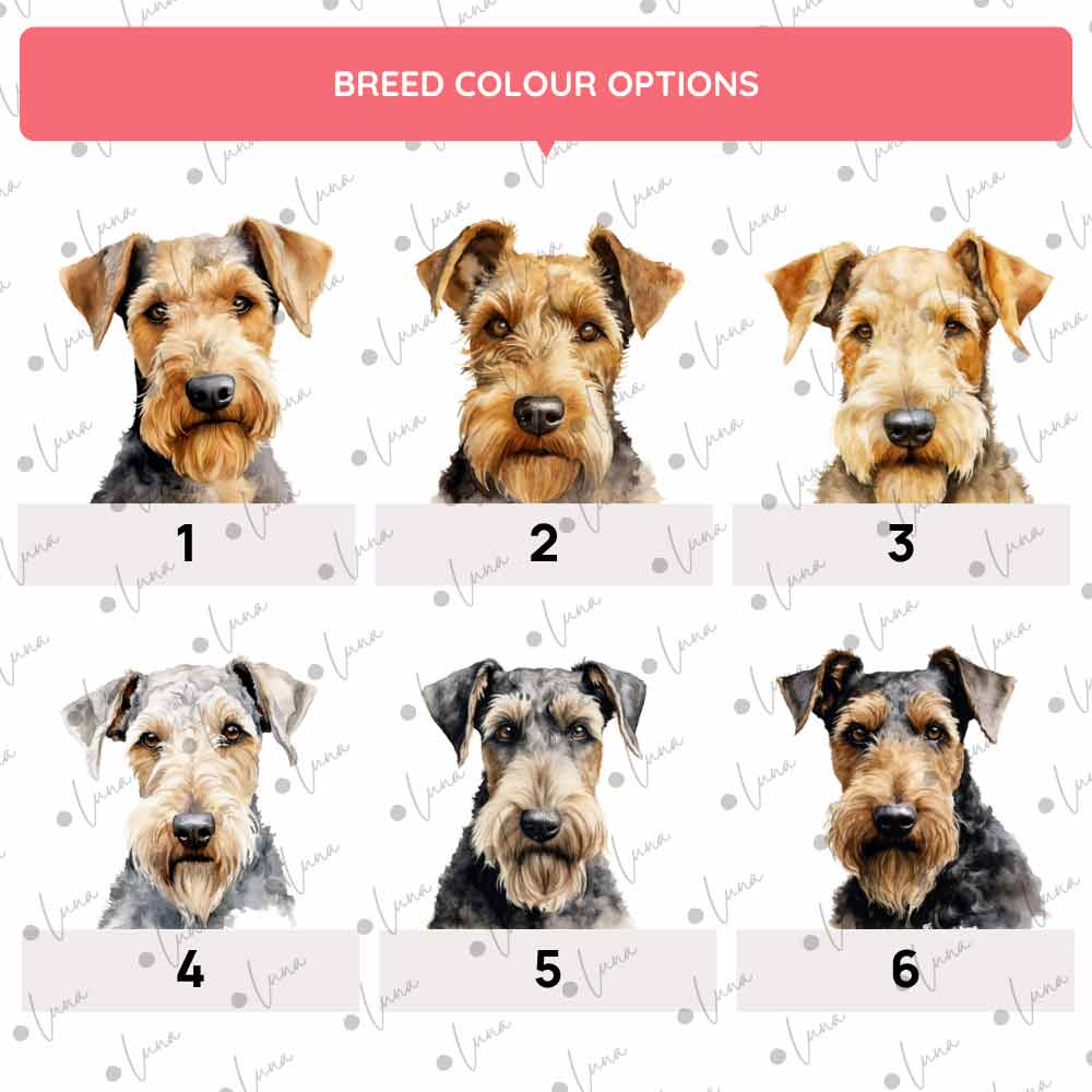 Personalised Dog ID Tag - Airedale Terrier - Watercolour Style