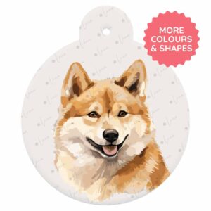 Personalised Dog ID Tag - Akita Inu - Watercolour Style
