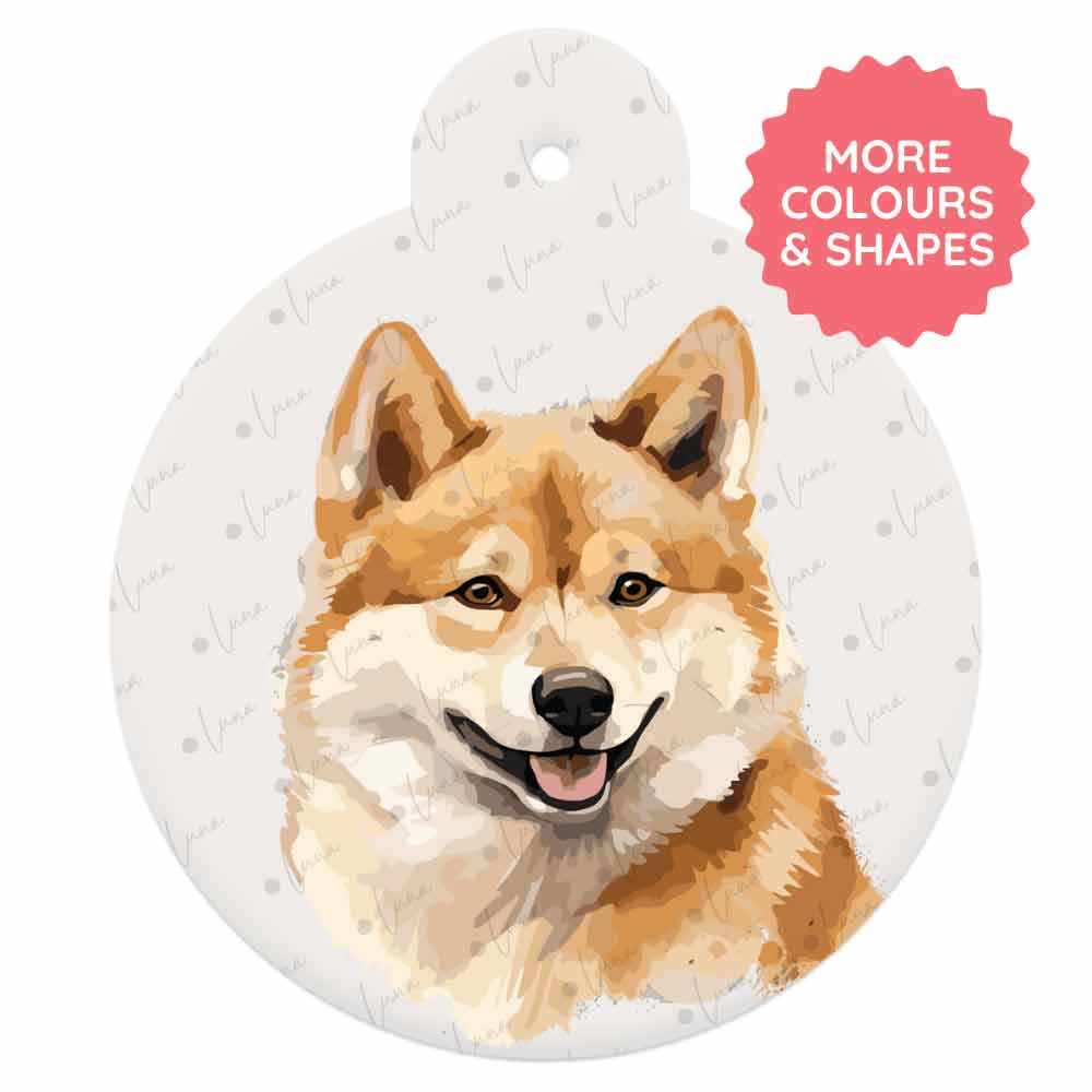 Personalised Dog ID Tag - Akita Inu - Watercolour Style