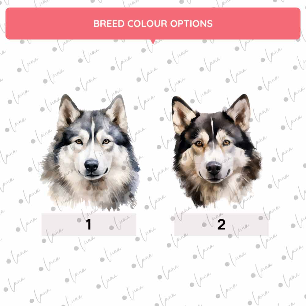 Personalised Dog ID Tag - Alaskan Malamute - Watercolour Style