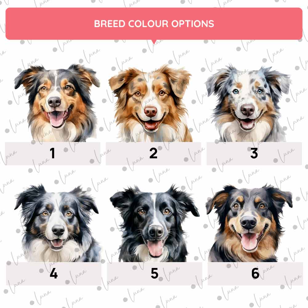 Personalised Dog ID Tag - Australian Shepherd - Watercolour Style