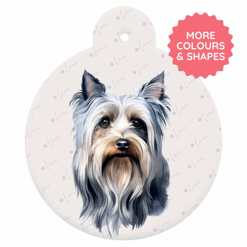 Personalised Dog ID Tag - Australian Silky Terrier - Watercolour Style