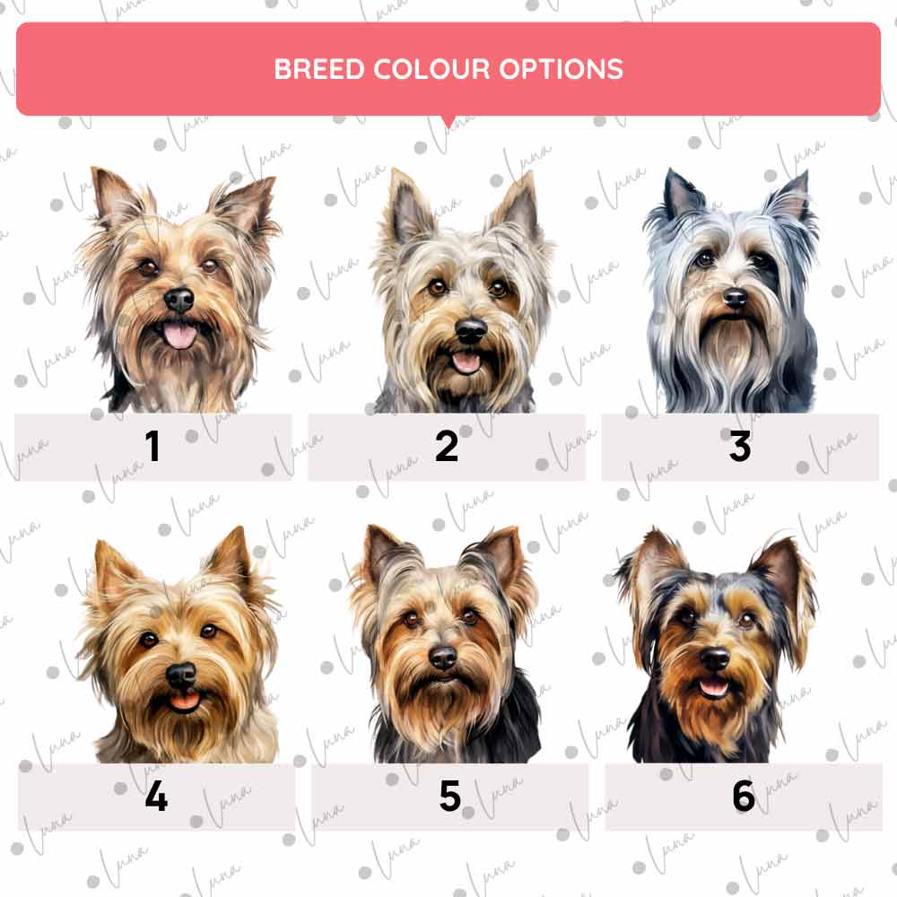 Personalised Dog ID Tag - Australian Silky Terrier - Watercolour Style