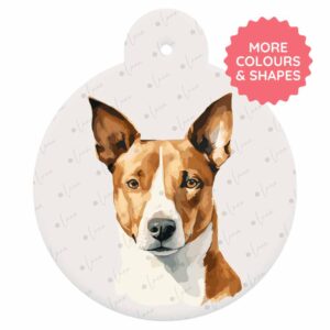 Personalised Dog ID Tag - Basenji - Watercolour Style