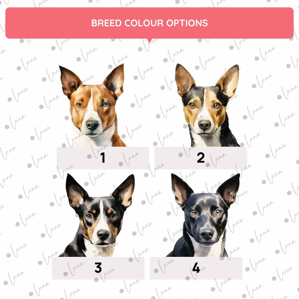 Personalised Dog ID Tag - Basenji - Watercolour Style