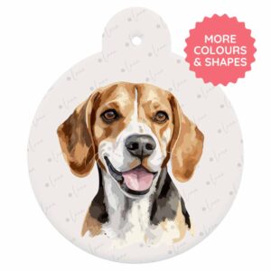 personalised dog ID tag - beagle, watercolour style