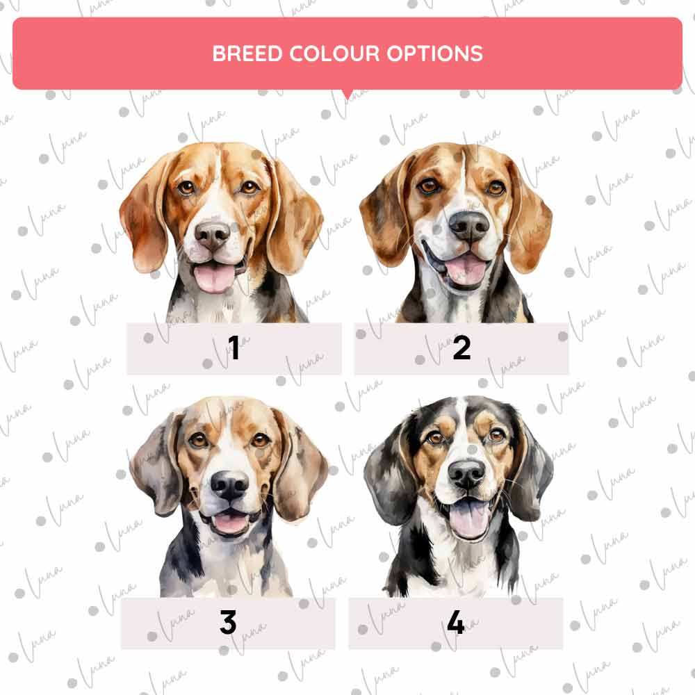 personalised dog ID tag - beagle, watercolour style