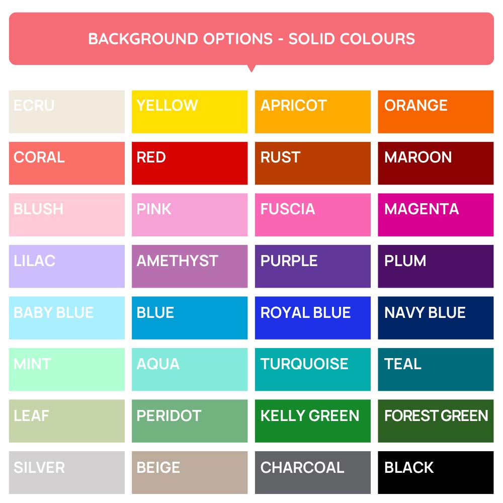 Dog ID Tag solid colour background options