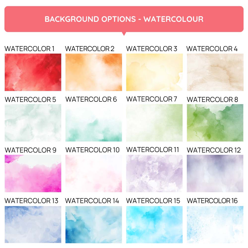 Dog ID Tag watercolour background options