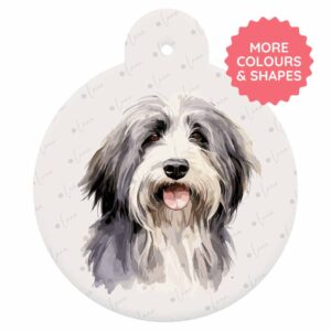 Bearded Collie Dog ID Tag – Watercolour Style