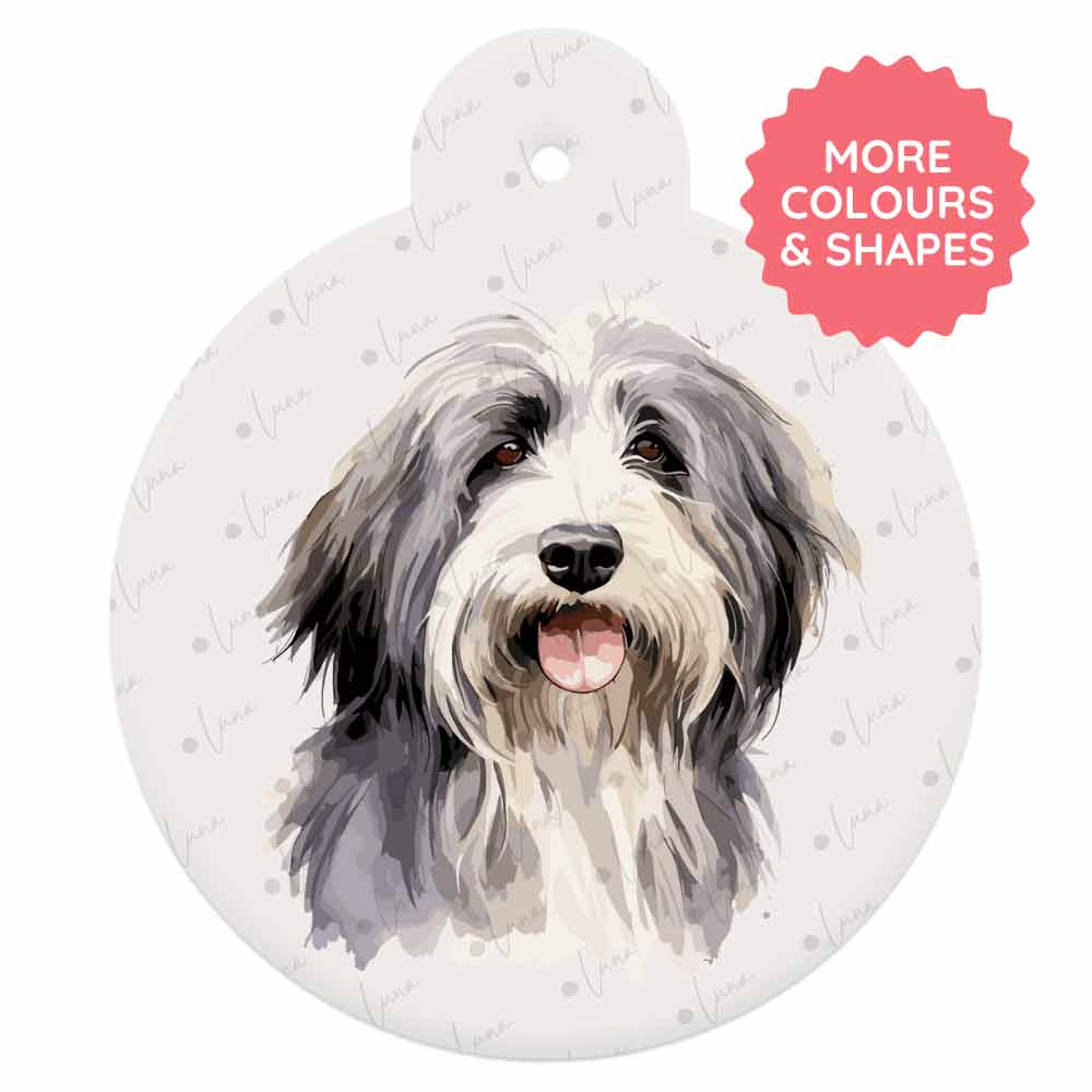 Bearded Collie Dog ID Tag – Watercolour Style