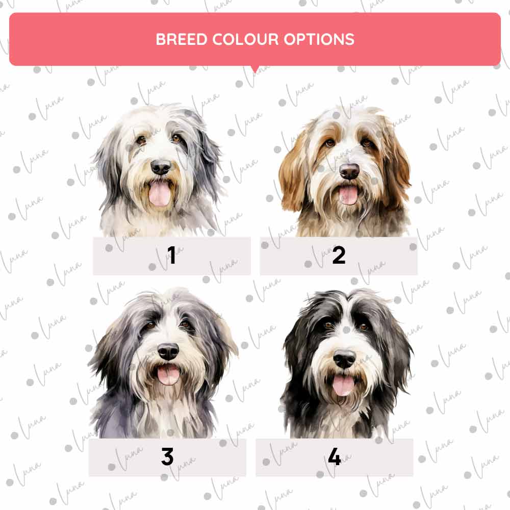 Bearded Collie Dog ID Tag – Watercolour Style