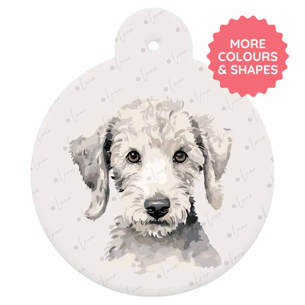 Bedlington Terrier Dog ID Tag – Watercolour Style