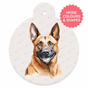 Belgian Malinois Dog ID Tag – Watercolour Style
