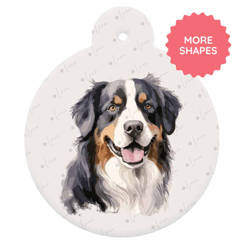 Bernese Mountain Dog Dog ID Tag – Watercolour Style