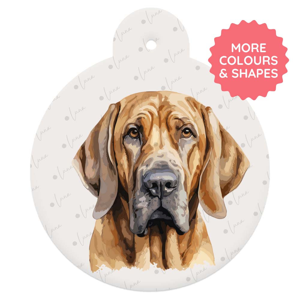 Bloodhound Dog ID Tag – Watercolour Style