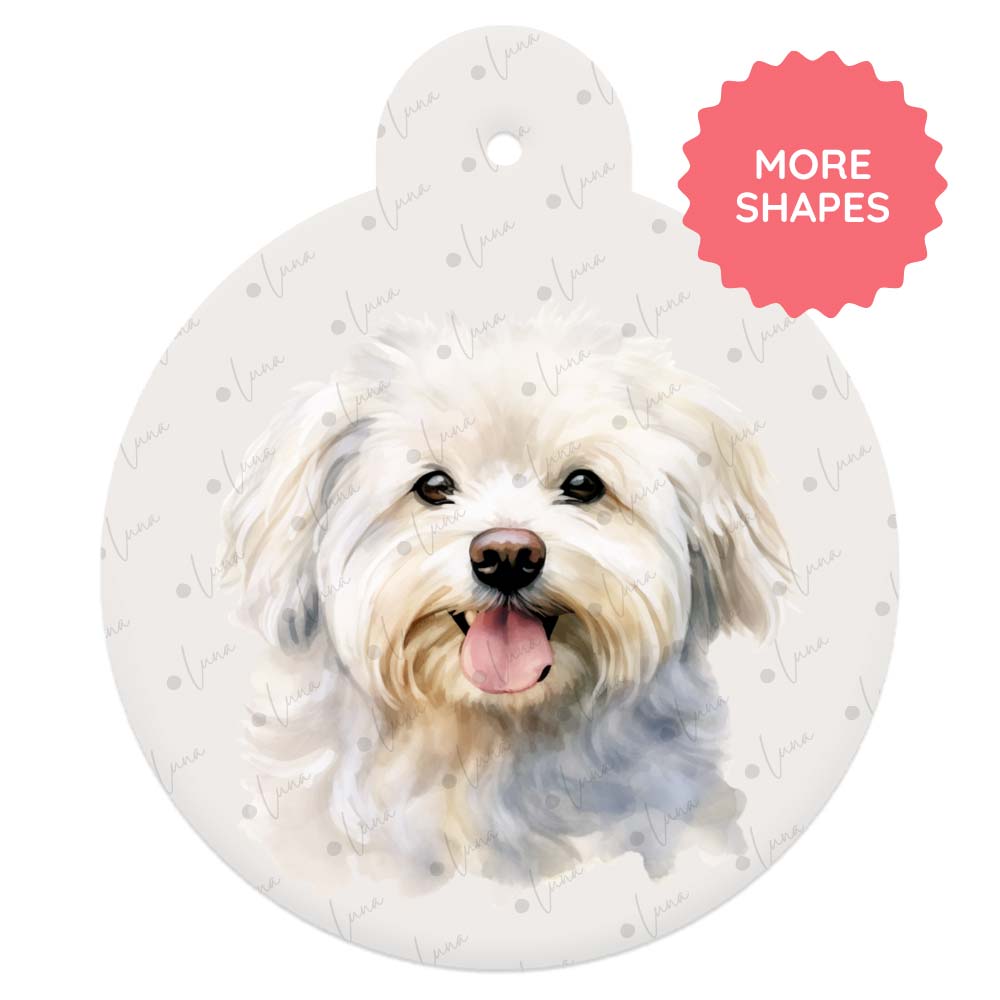 Bolognese Dog ID Tag – Watercolour Style