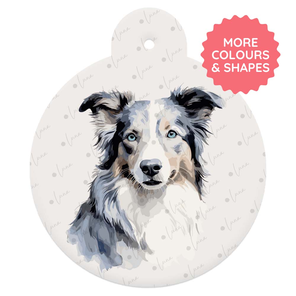 Border Collie Dog ID Tag – Watercolour Style