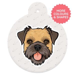 Border Terrier Dog ID Tag – Cartoon Style
