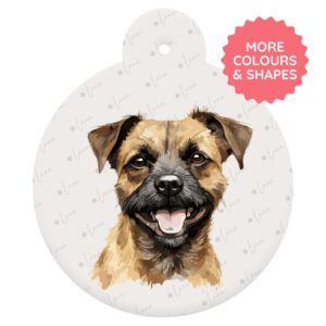 Border Terrier Dog ID Tag – Watercolour Style