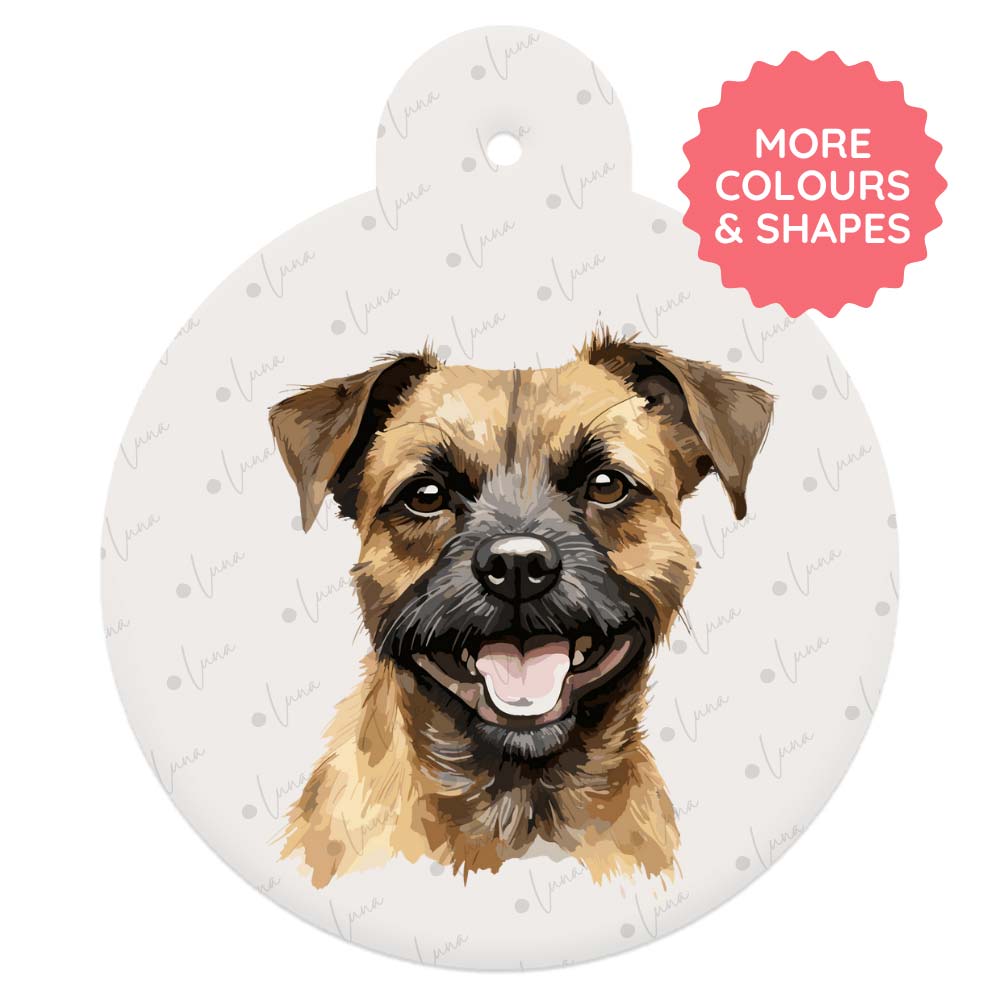 Border Terrier Dog ID Tag – Watercolour Style