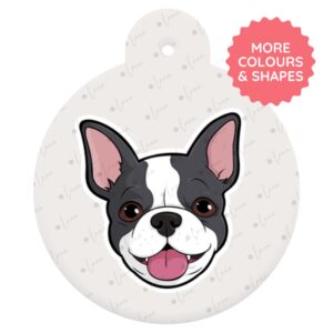 Boston Terrier Dog ID Tag – Cartoon Style