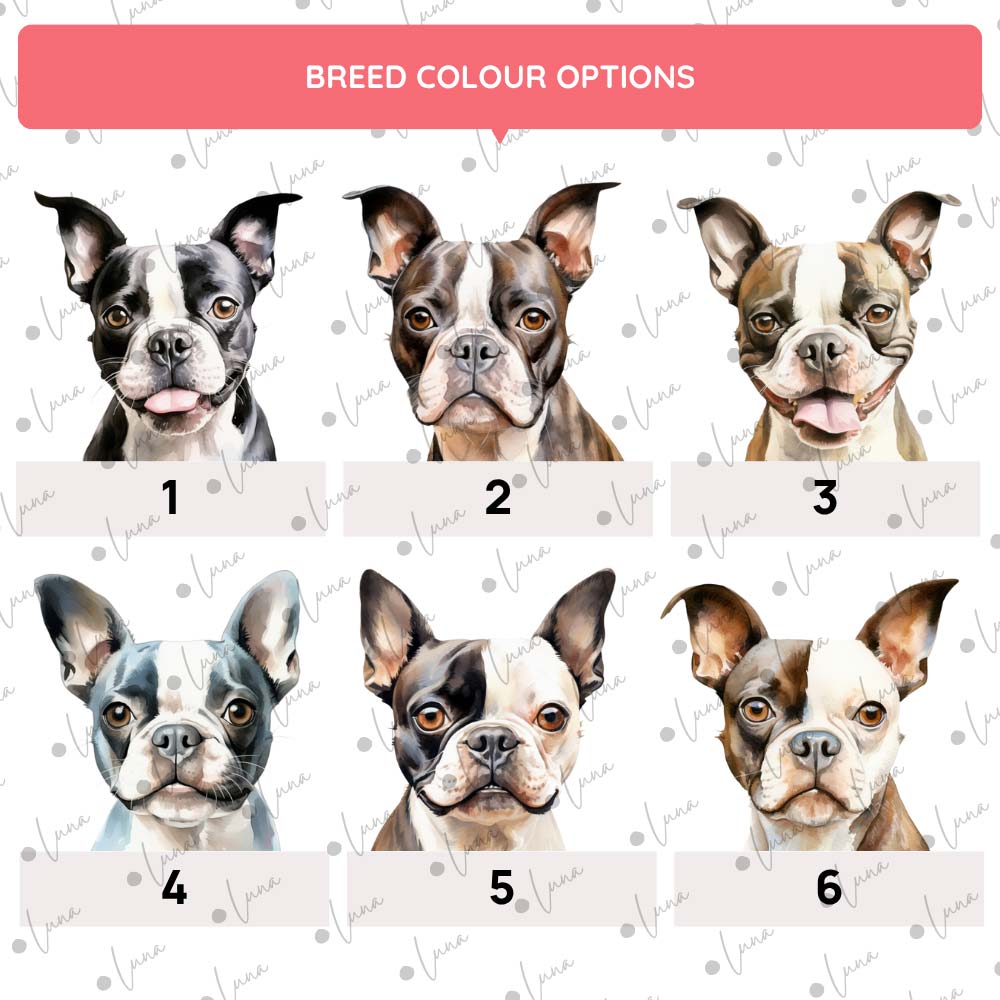 Boston Terrier Dog ID Tag – Watercolour Style